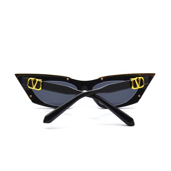 NEW VALENTINO GOLDCUT VLS-113A-55 BLACK GREY LENS SUNGLASSES AUTHENTIC - Picture 8 of 15